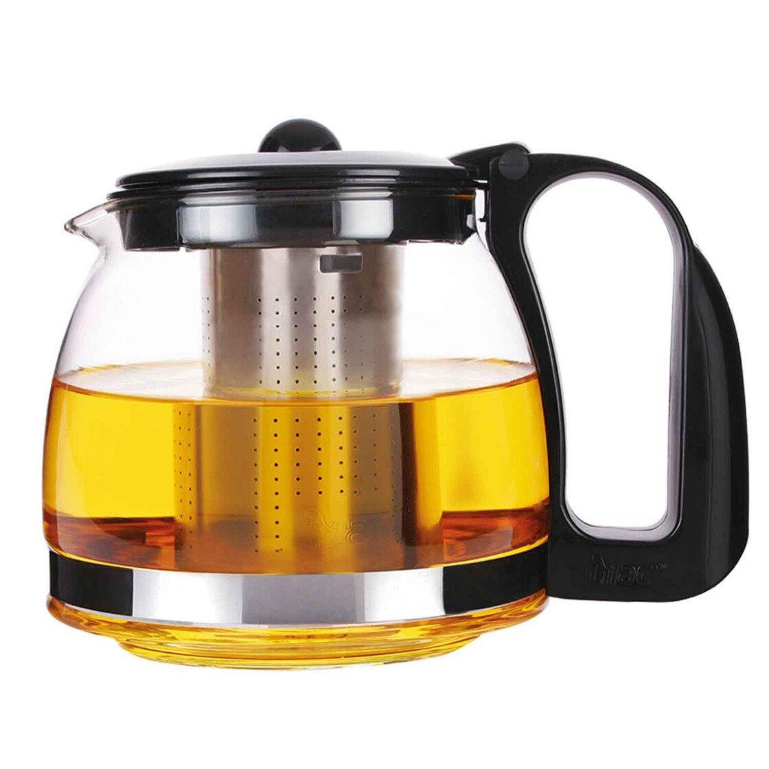 Teekrone: Glas Teekanne 1250ml mit Edelstahlsieb
